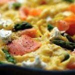 Scrambled Eggs with Smoked Salmon, Asparagus and Goat Cheese