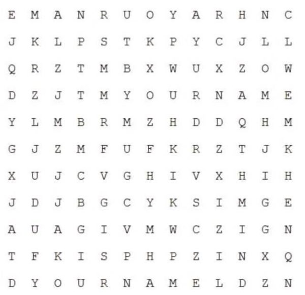 Your Name is Hidden In This Puzzle Can You Find It