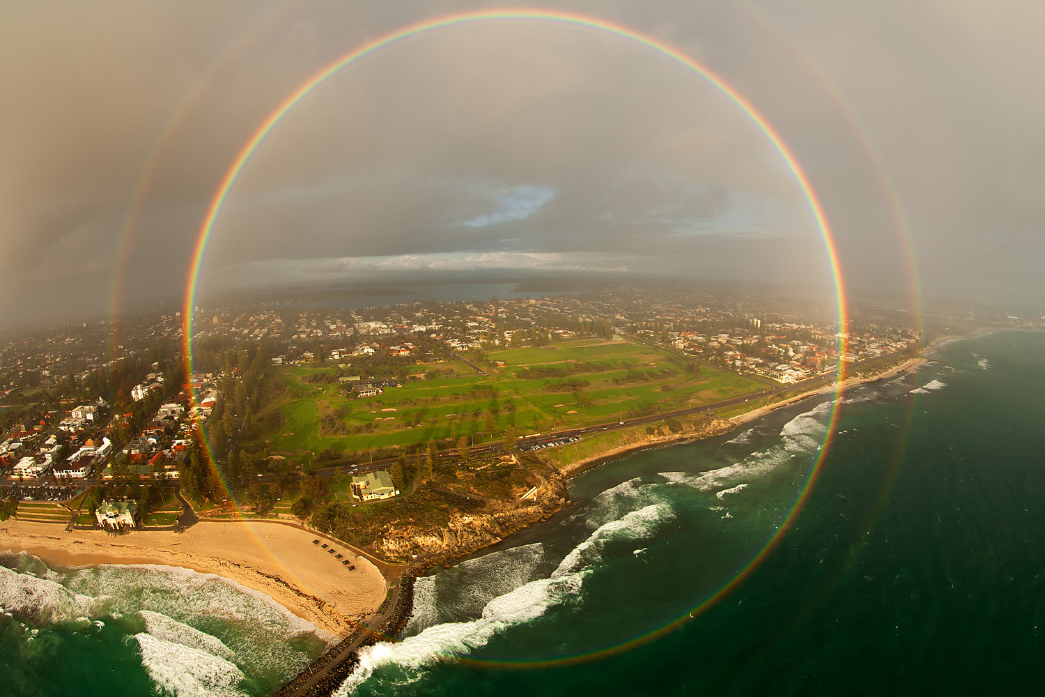 4. A 360-degree rainbow as seen from an airplane.