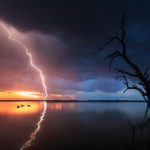 Bordering the horizon.