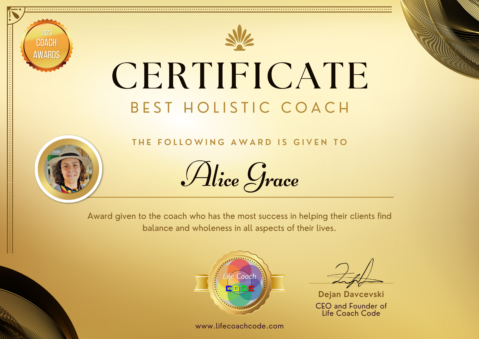 Coach Awards Best holistic coach