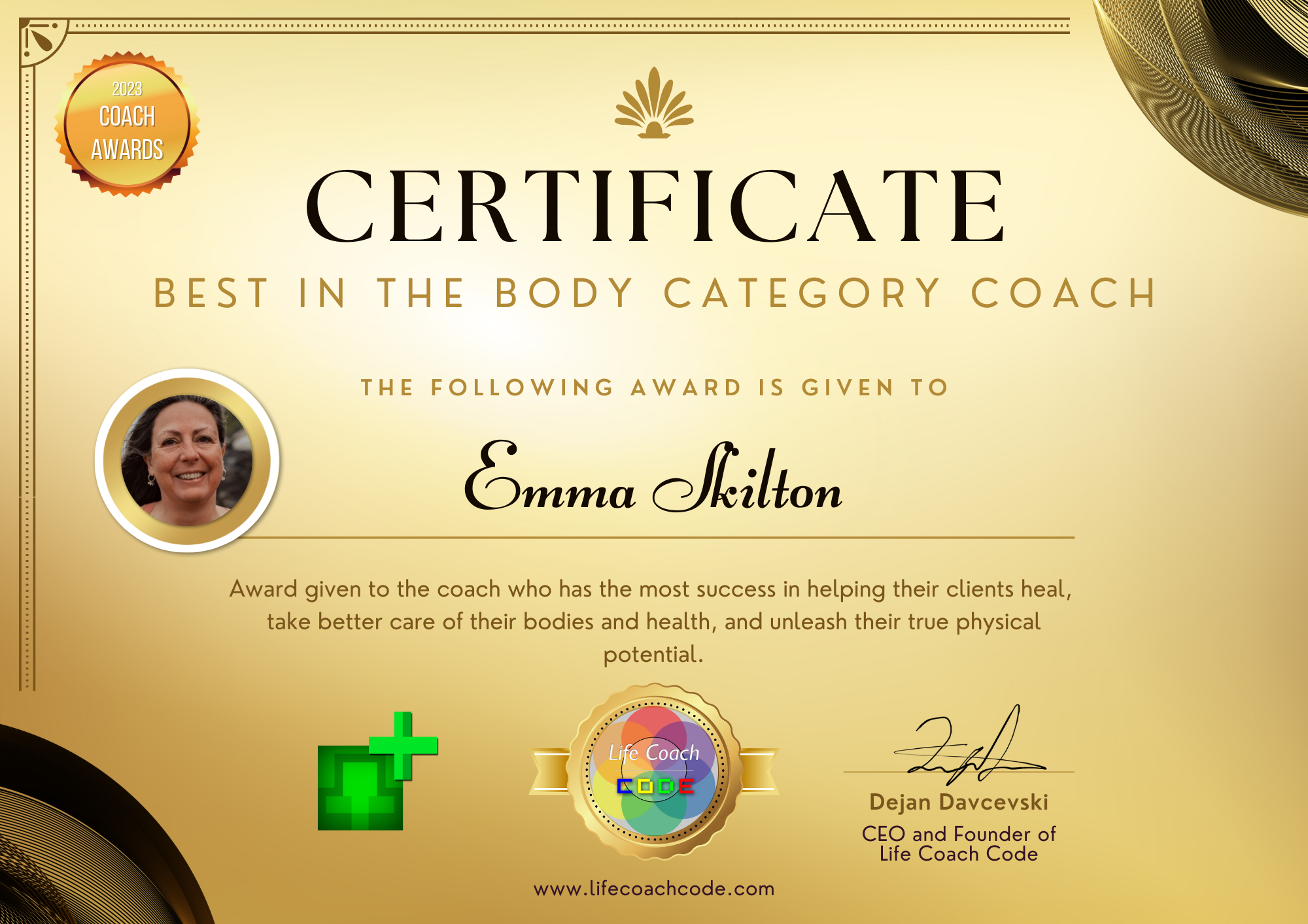 Coach Awards Best in the body category coach