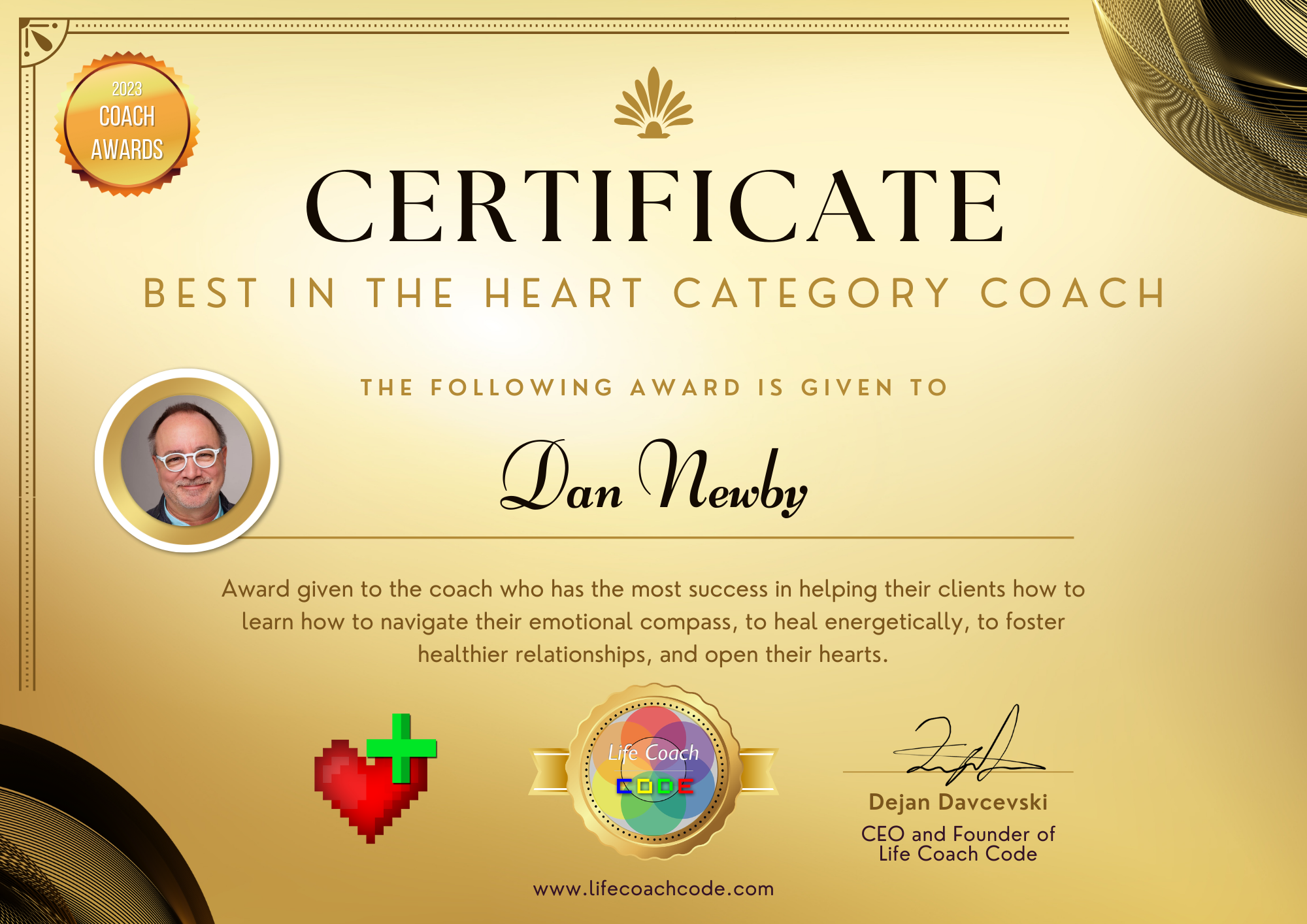 Coach Awards Best in the heart category coach