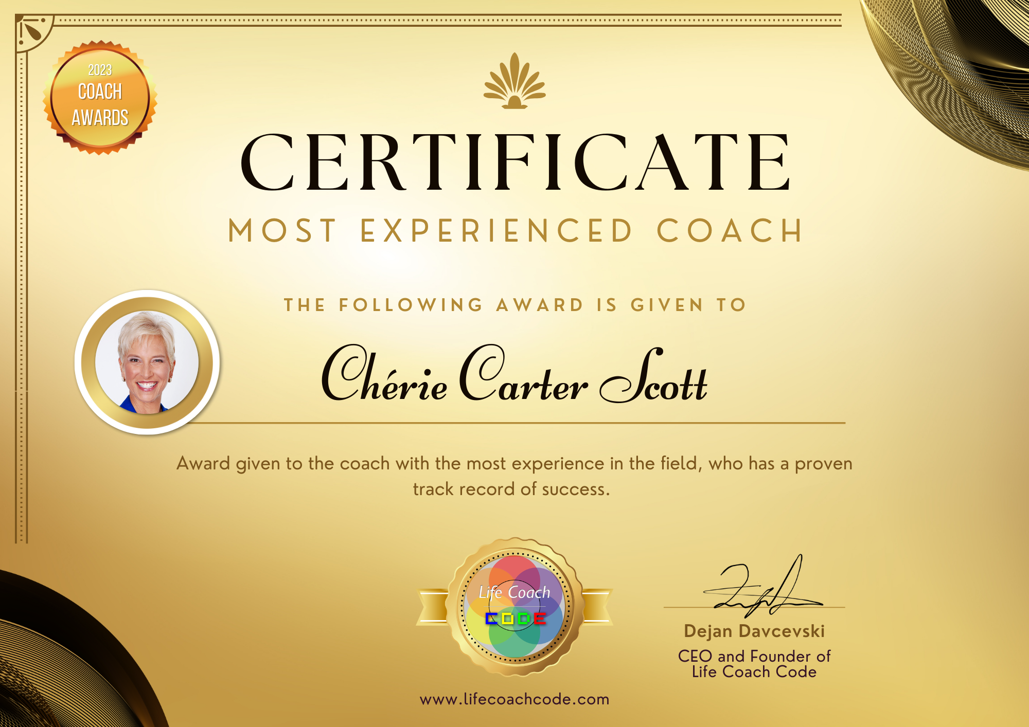 Coach Awards Most Experienced coach