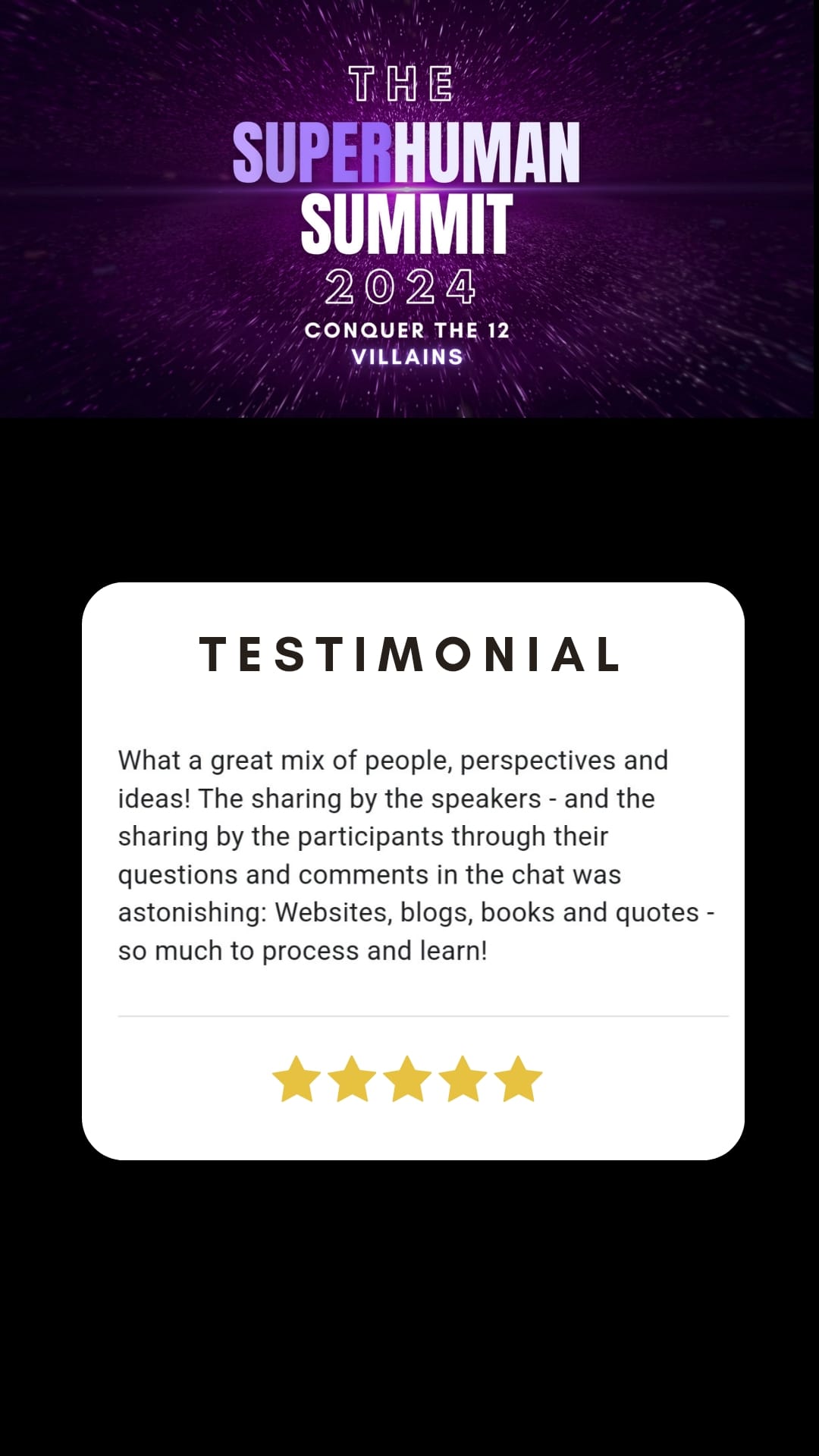 Testimonial from a previous summit attendee