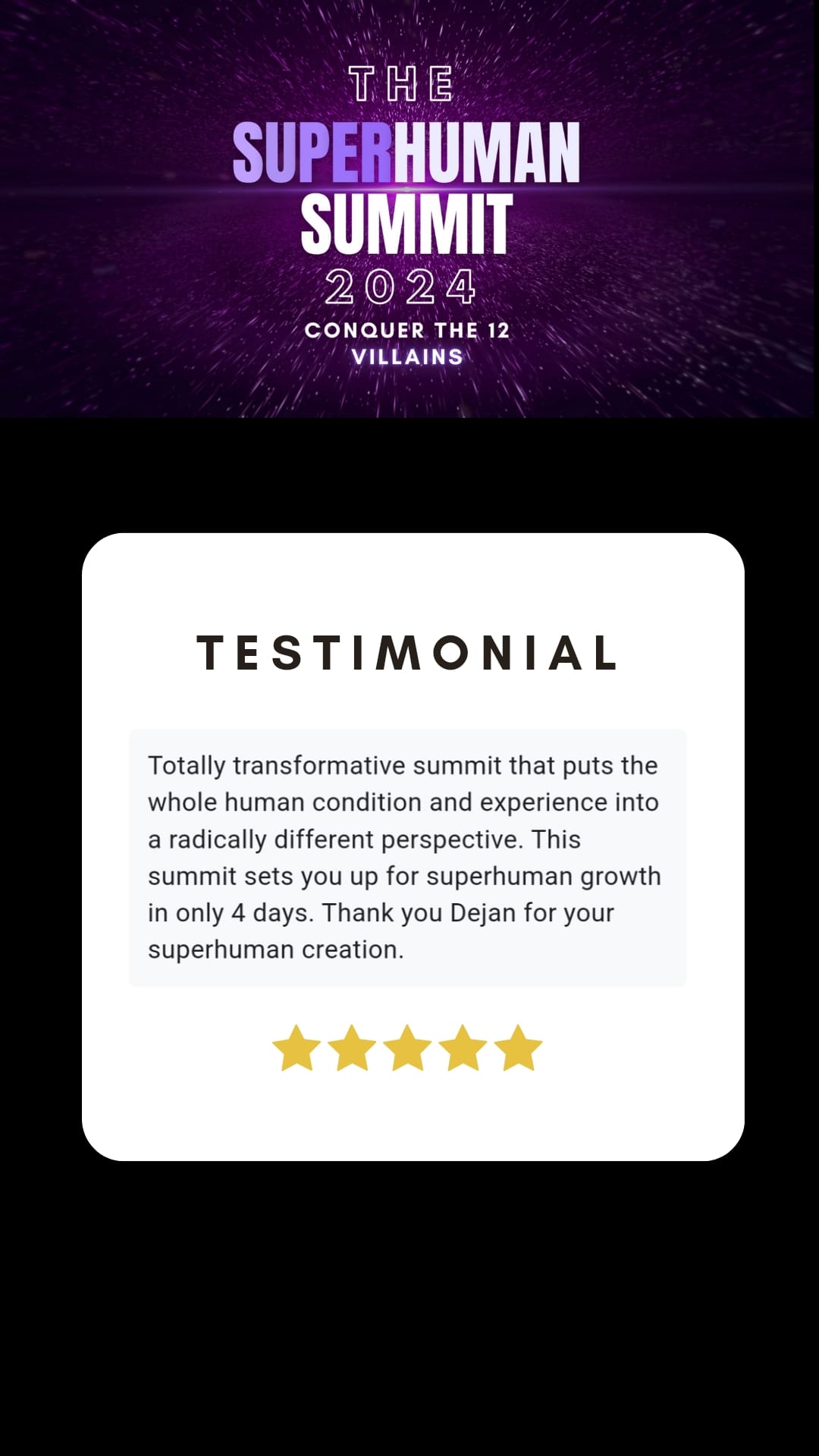 Testimonial from a previous summit attendee