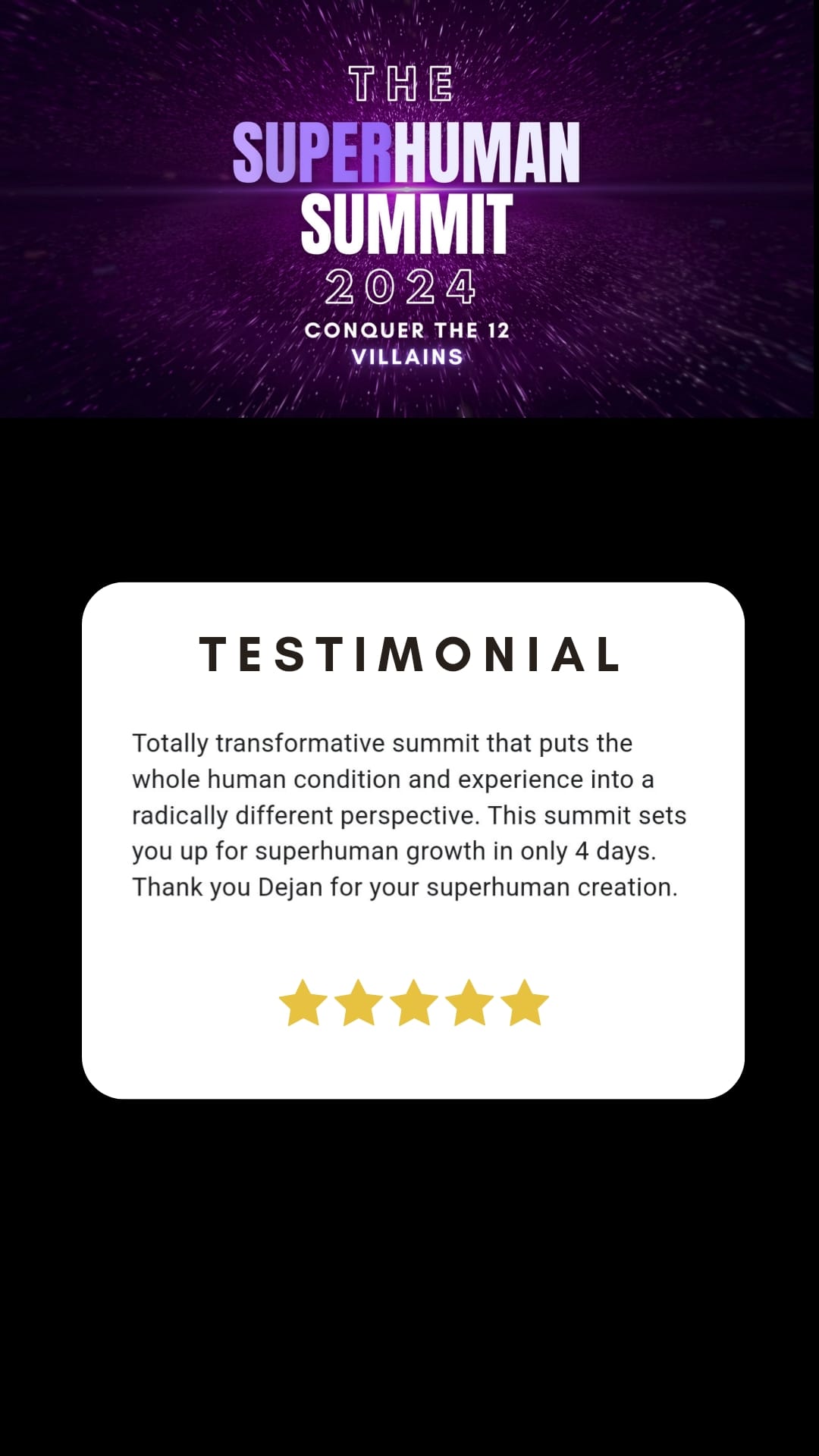 Testimonial from a previous summit attendee